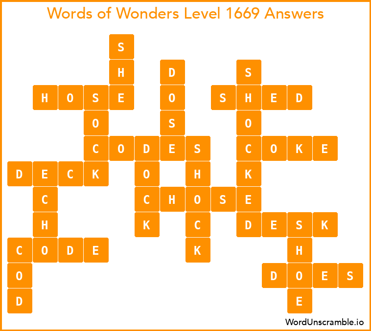 Words of Wonders Level 1669 Answers
