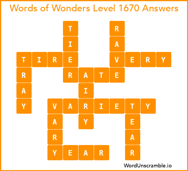Words of Wonders Level 1670 Answers