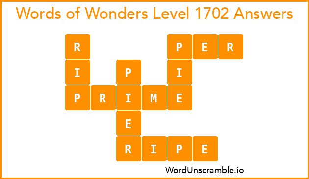 Words of Wonders Level 1702 Answers