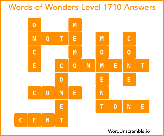 Words of Wonders Level 1710 Answers