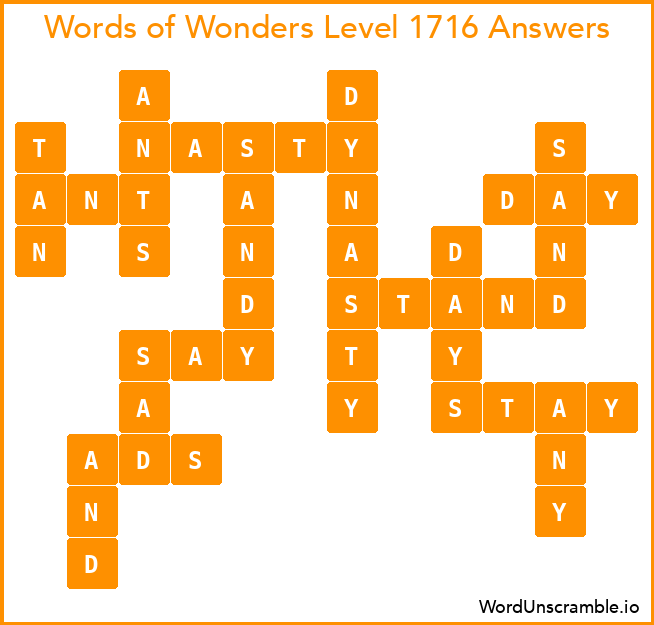 Words of Wonders Level 1716 Answers