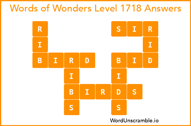 Words of Wonders Level 1718 Answers