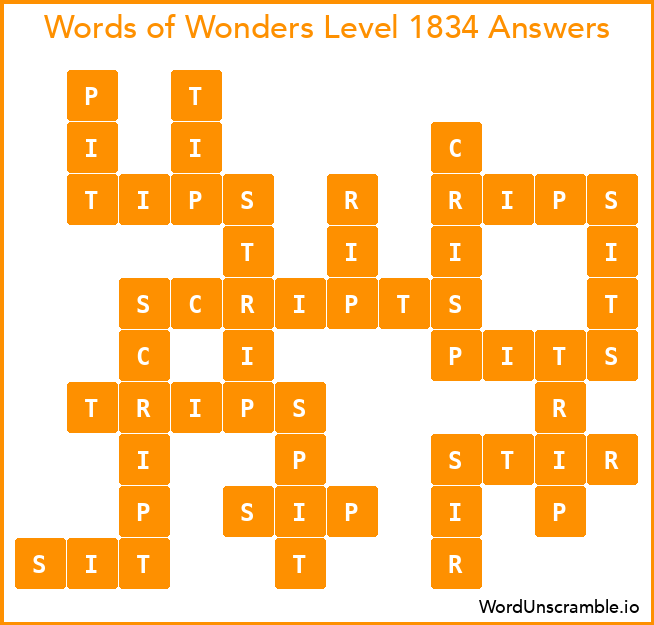 Words of Wonders Level 1834 Answers