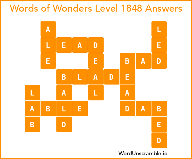 Words of Wonders Level 1848 Answers