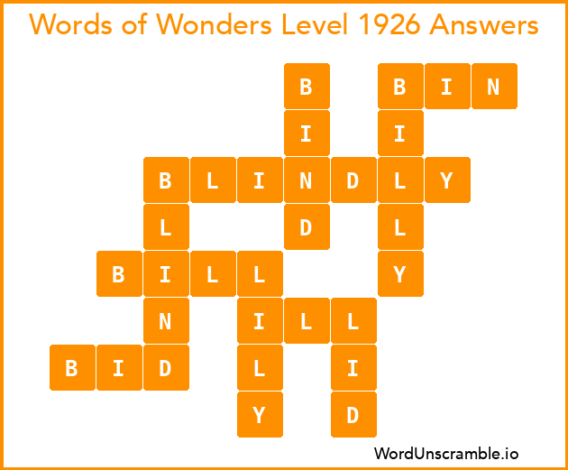 Words of Wonders Level 1926 Answers