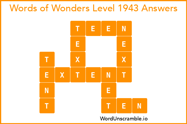Words of Wonders Level 1943 Answers