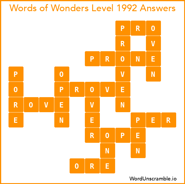 Words of Wonders Level 1992 Answers