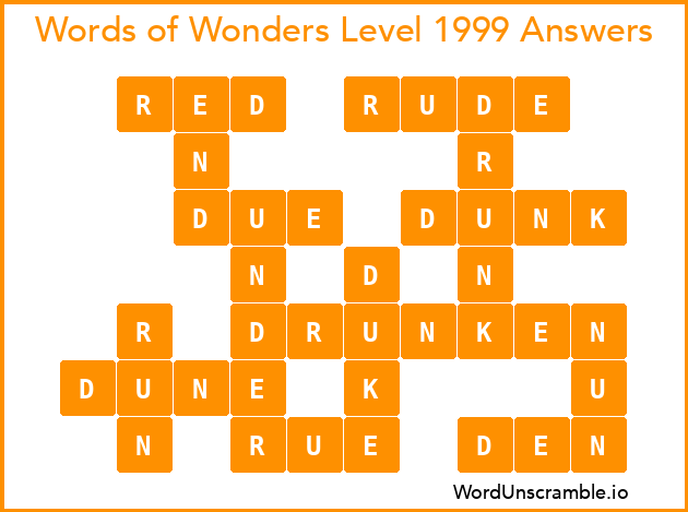 Words of Wonders Level 1999 Answers