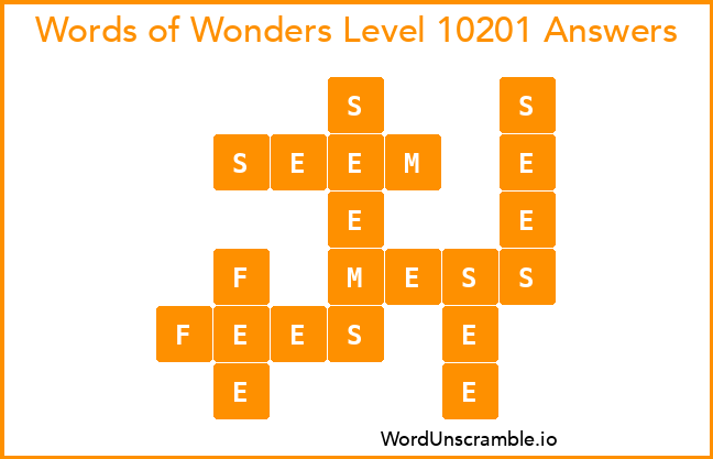Words of Wonders Level 10201 Answers