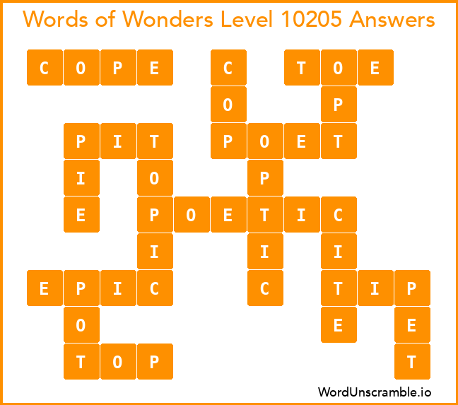 Words of Wonders Level 10205 Answers