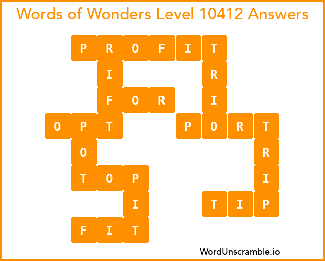 Words of Wonders Level 10412 Answers