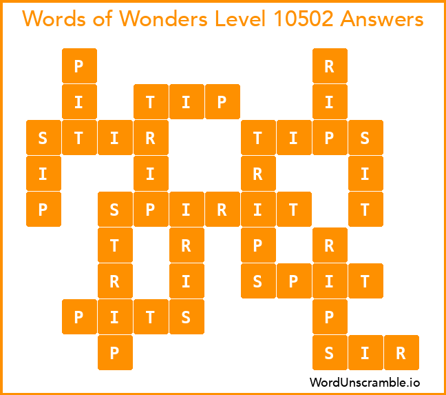Words of Wonders Level 10502 Answers