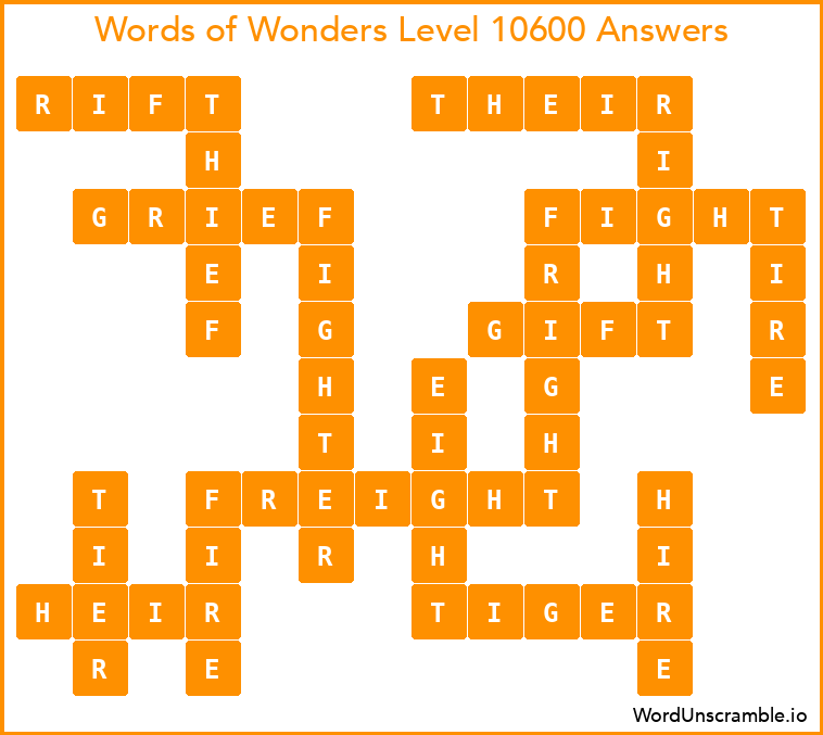 Words of Wonders Level 10600 Answers