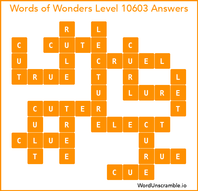 Words of Wonders Level 10603 Answers