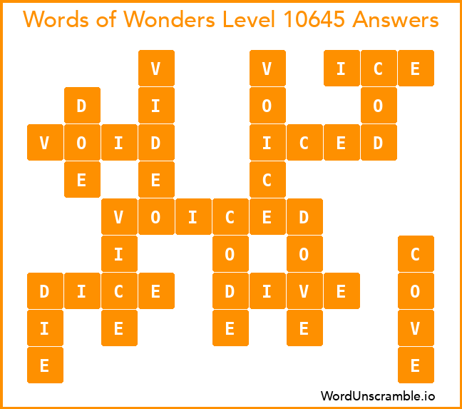 Words of Wonders Level 10645 Answers