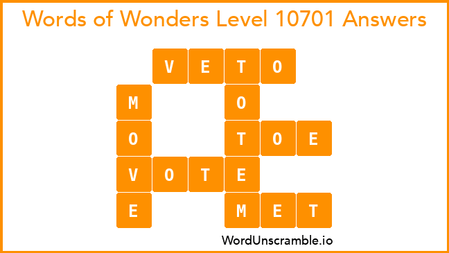 Words of Wonders Level 10701 Answers