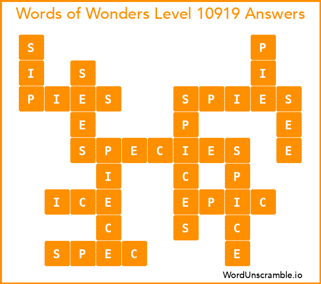 Words of Wonders Level 10919 Answers