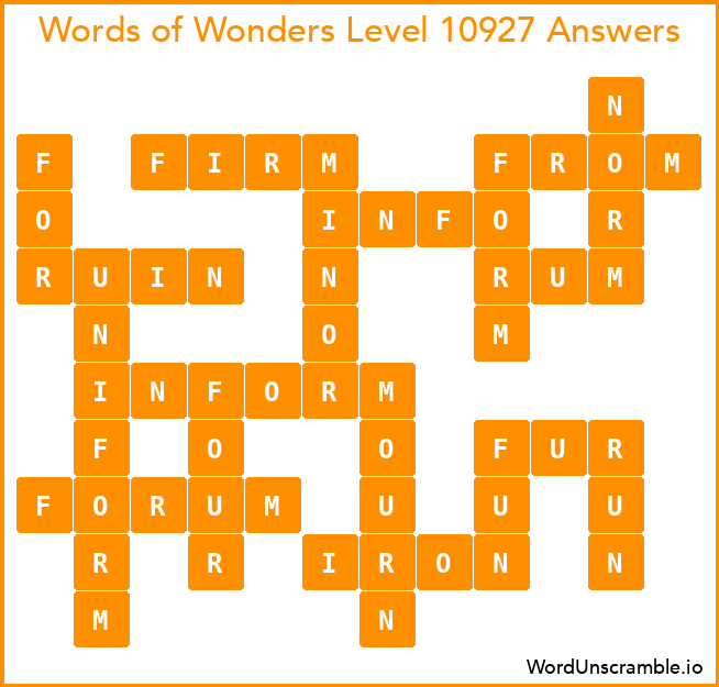 Words of Wonders Level 10927 Answers