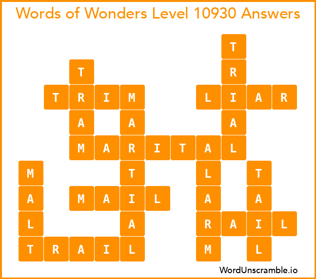 Words of Wonders Level 10930 Answers