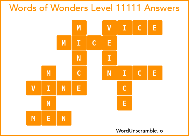 Words of Wonders Level 11111 Answers
