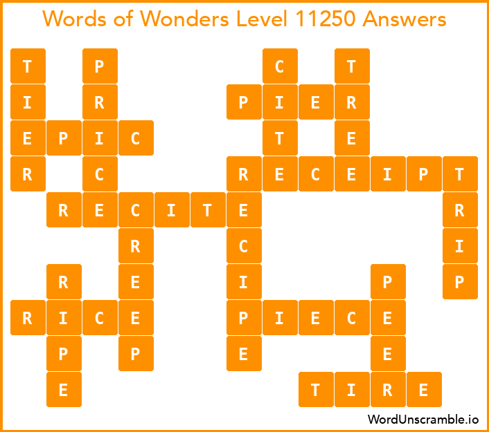 Words of Wonders Level 11250 Answers