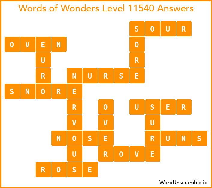 Words of Wonders Level 11540 Answers