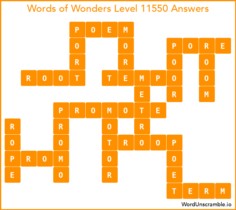 Words of Wonders Level 11550 Answers