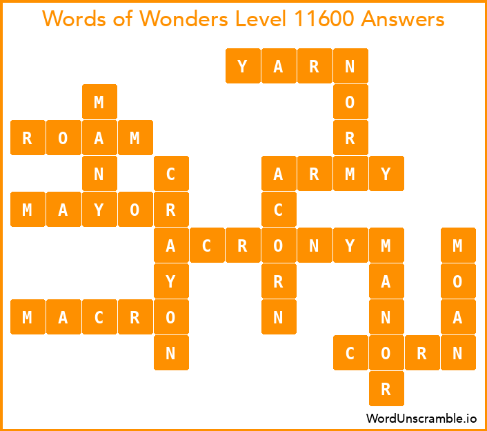 Words of Wonders Level 11600 Answers