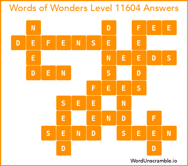 Words of Wonders Level 11604 Answers