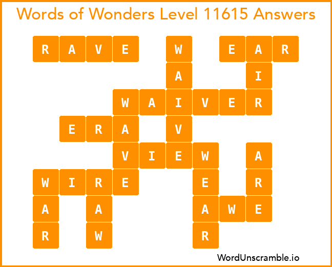 Words of Wonders Level 11615 Answers