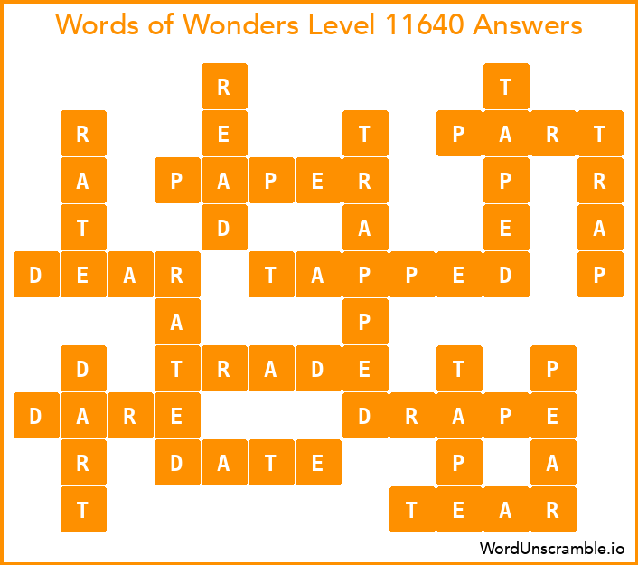Words of Wonders Level 11640 Answers