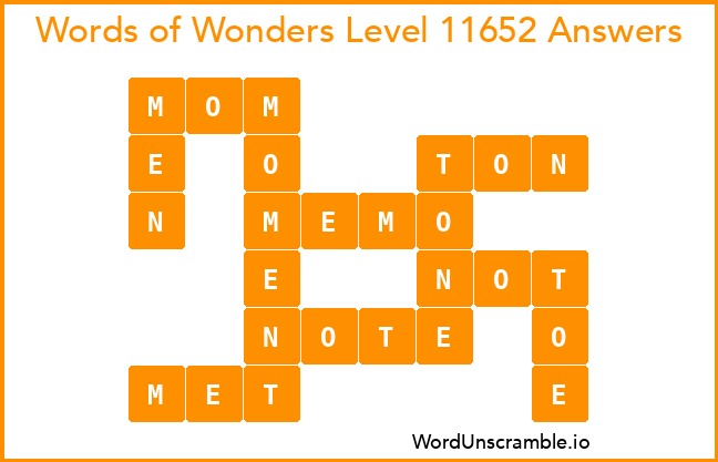 Words of Wonders Level 11652 Answers