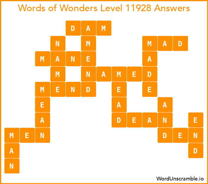 Words of Wonders Level 11928 Answers