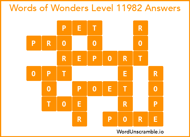Words of Wonders Level 11982 Answers