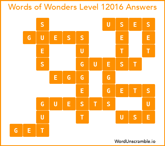 Words of Wonders Level 12016 Answers