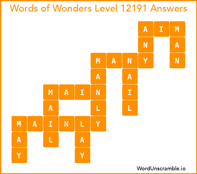 Words of Wonders Level 12191 Answers