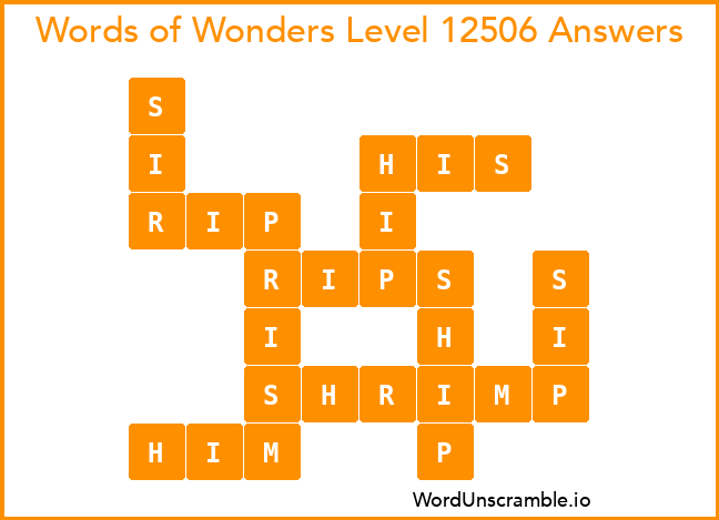 Words of Wonders Level 12506 Answers