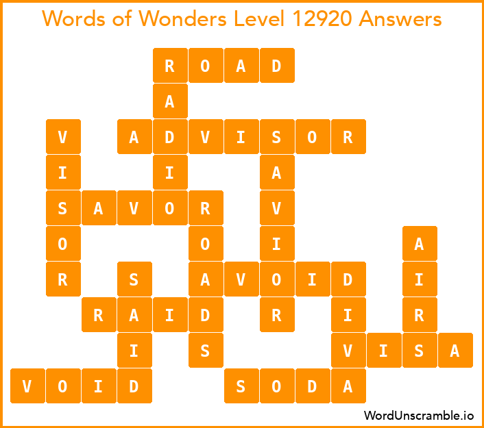 Words of Wonders Level 12920 Answers