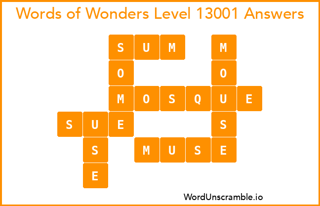 Words of Wonders Level 13001 Answers