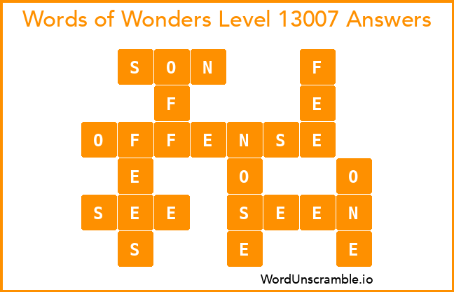 Words of Wonders Level 13007 Answers