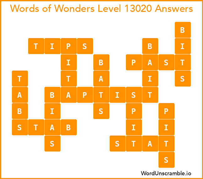 Words of Wonders Level 13020 Answers