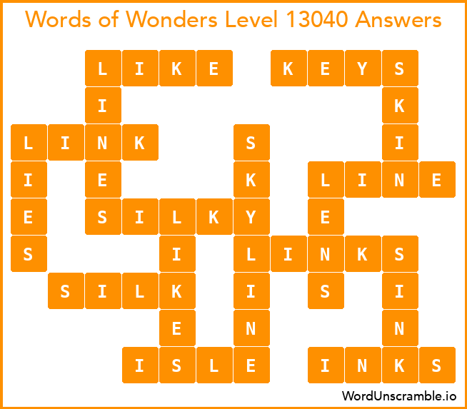 Words of Wonders Level 13040 Answers