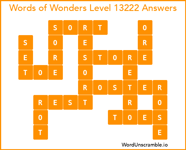 Words of Wonders Level 13222 Answers