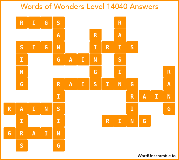 Words of Wonders Level 14040 Answers