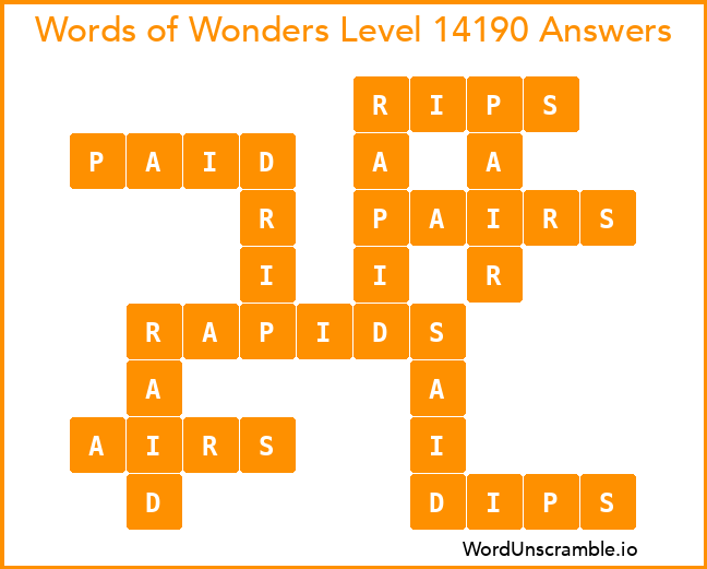 Words of Wonders Level 14190 Answers