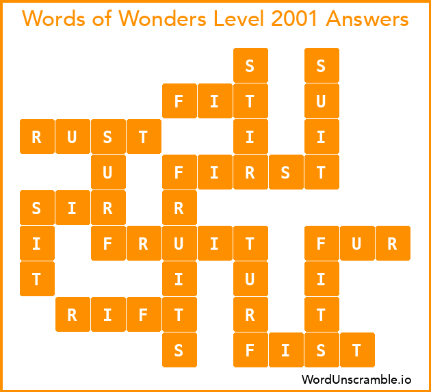 Words of Wonders Level 2001 Answers
