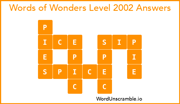 Words of Wonders Level 2002 Answers