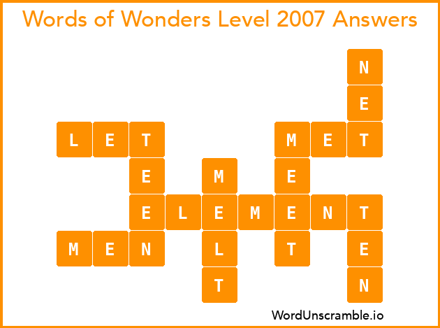 Words of Wonders Level 2007 Answers