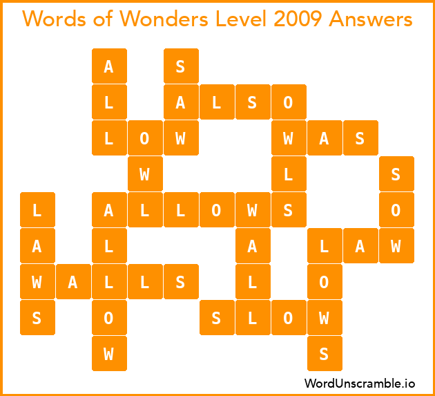 Words of Wonders Level 2009 Answers