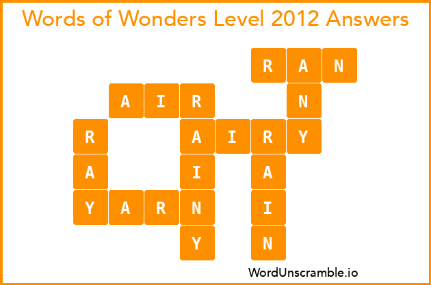 Words of Wonders Level 2012 Answers